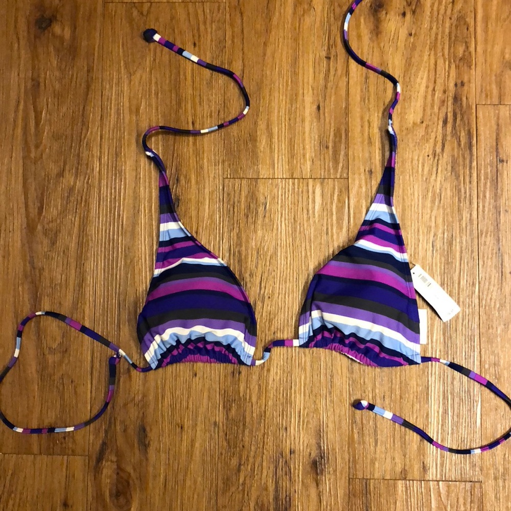 Old navy purple striped bikini top- large